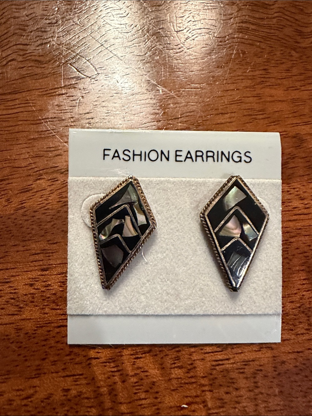 Black Geometric Inlay Studs